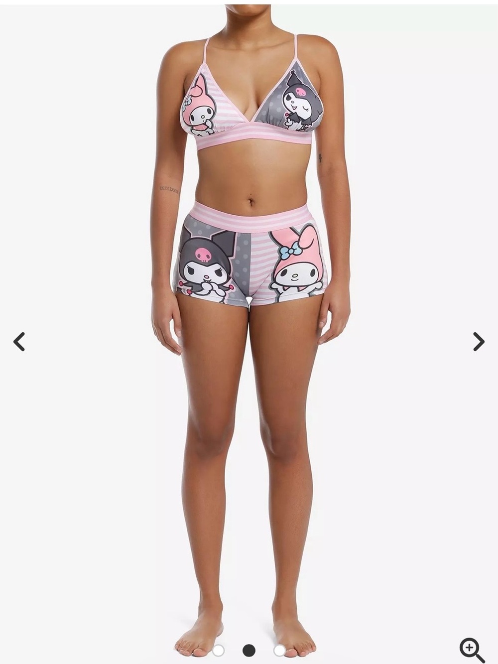 Sanrio My Melody and Kuromi Bra & Boyshort Set - Black and Pink